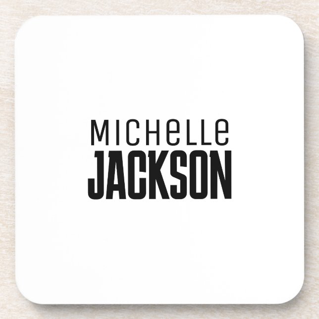 Minimalist Plain Modern Your Name Message Beverage Coaster (Front)