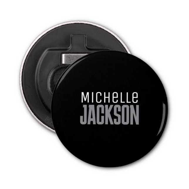 Minimalist Plain Modern Your Name Message Bottle Opener (Front)