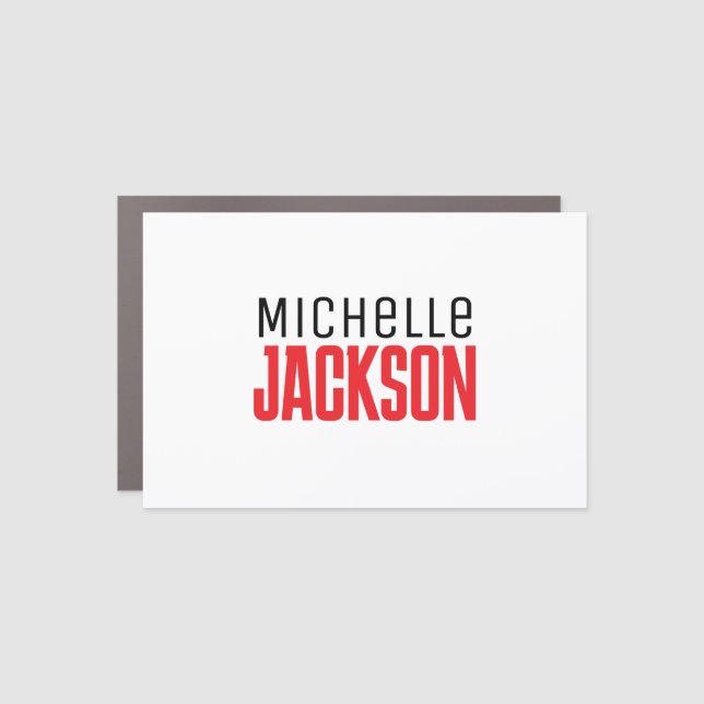 Minimalist Plain Modern Your Name Message Car Magnet (Front)