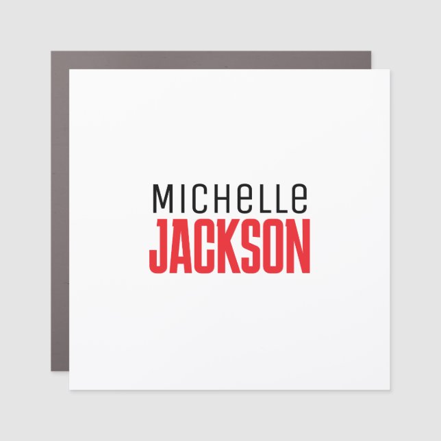 Minimalist Plain Modern Your Name Message Car Magnet (Front)