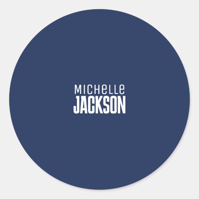 Minimalist Plain Modern Your Name Message Classic Round Sticker (Front)