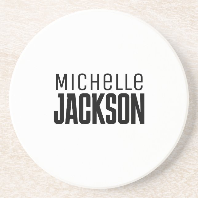 Minimalist Plain Modern Your Name Message Coaster (Front)