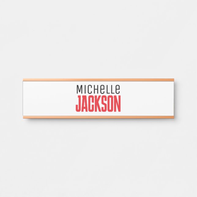 Minimalist Plain Modern Your Name Message Door Sign (Front)