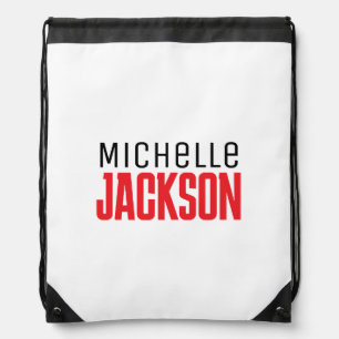 Minimalist Plain Modern Your Name Message Drawstring Bag