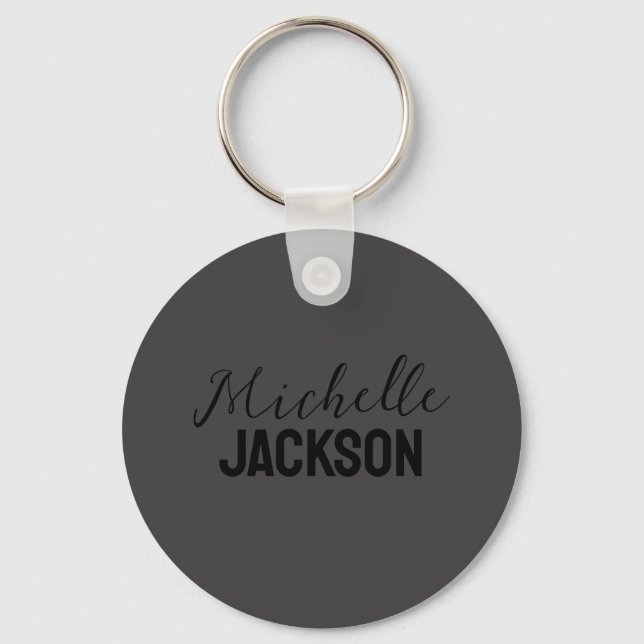 Minimalist Plain Modern Your Name Message Keychain (Front)