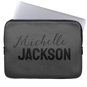 Minimalist Plain Modern Your Name Message Laptop Sleeve