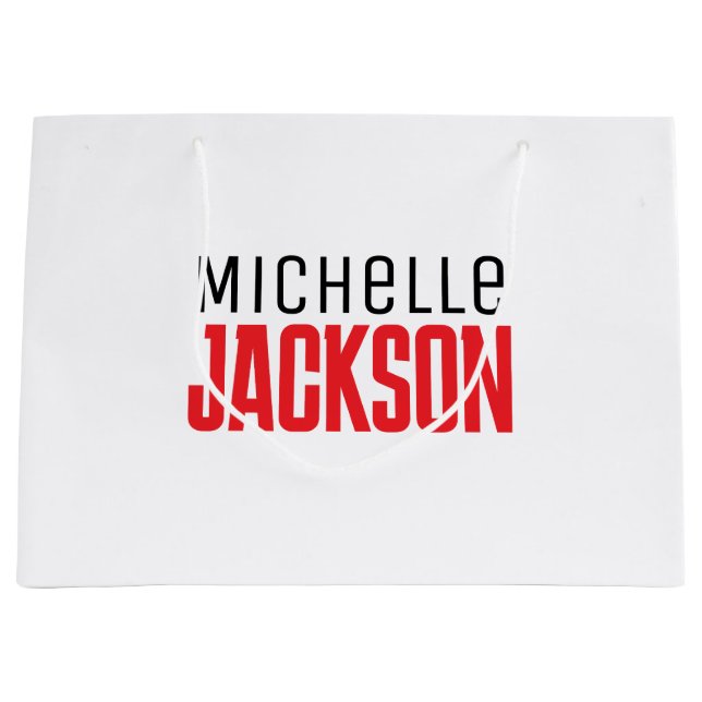 Minimalist Plain Modern Your Name Message Large Gift Bag (Front)