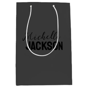 Minimalist Plain Modern Your Name Message Medium Gift Bag