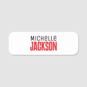 Minimalist Plain Modern Your Name Message Name Tag