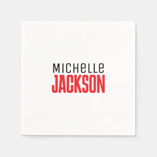 Minimalist Plain Modern Your Name Message Napkins