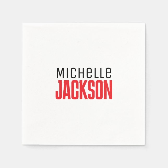 Minimalist Plain Modern Your Name Message Napkins (Front)