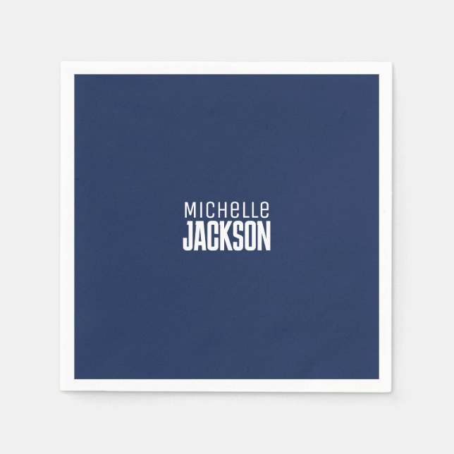 Minimalist Plain Modern Your Name Message Napkins (Front)