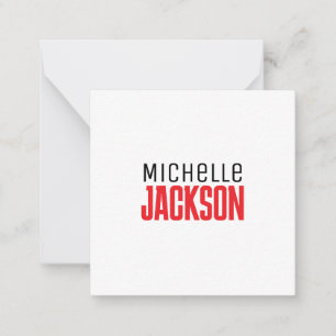 Minimalist Plain Modern Your Name Message Note Card