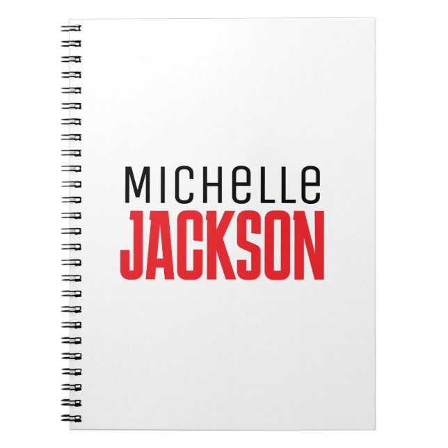 Minimalist Plain Modern Your Name Message Notebook (Front)