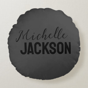 Minimalist Plain Modern Your Name Message Round Pillow