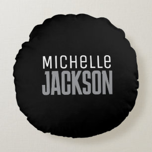 Minimalist Plain Modern Your Name Message Round Pillow