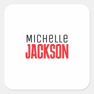 Minimalist Plain Modern Your Name Message Square Sticker