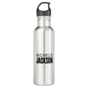 Minimalist Plain Modern Your Name Message Stainless Steel Water Bottle