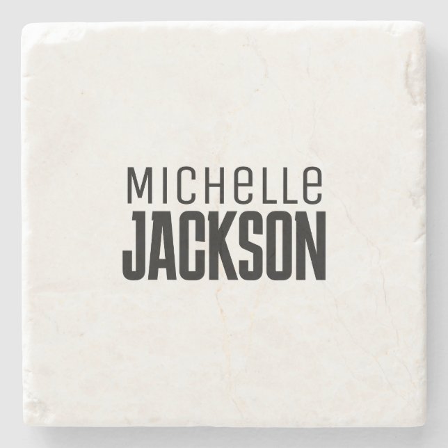 Minimalist Plain Modern Your Name Message Stone Coaster (Front)