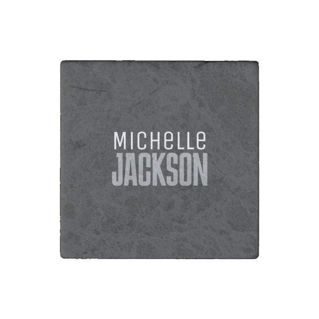 Minimalist Plain Modern Your Name Message Stone Magnet (Front)
