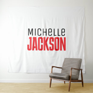 Minimalist Plain Modern Your Name Message Tapestry