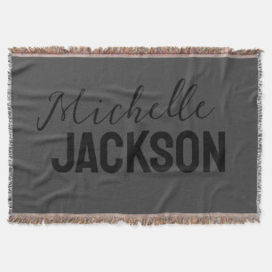 Minimalist Plain Modern Your Name Message Throw Blanket