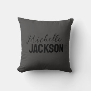 Minimalist Plain Modern Your Name Message Throw Pillow