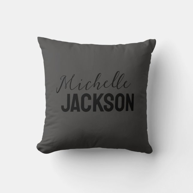 Minimalist Plain Modern Your Name Message Throw Pillow (Front)