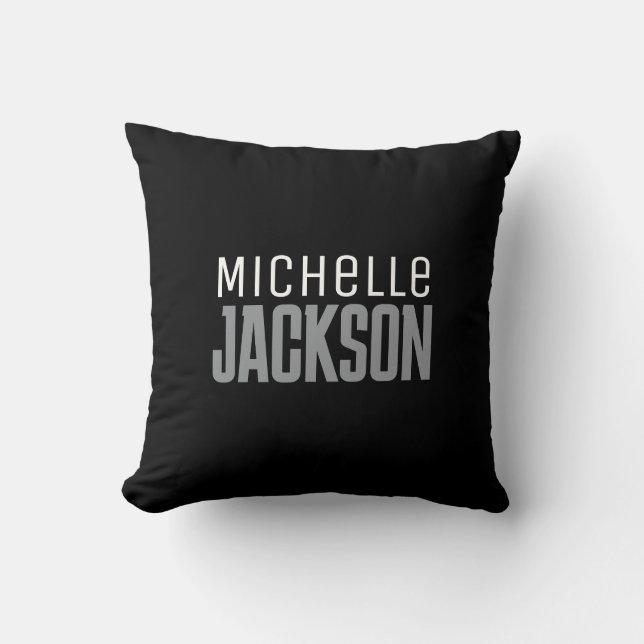 Minimalist Plain Modern Your Name Message Throw Pillow (Front)