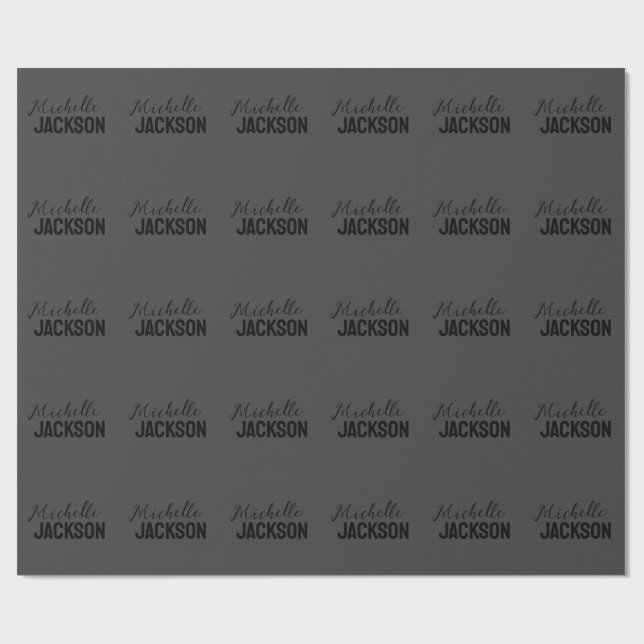 Minimalist Plain Modern Your Name Message Wrapping Paper (Flat)