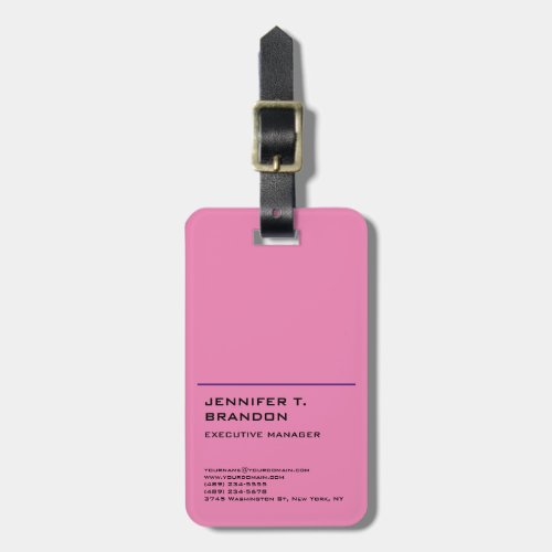 Minimalist Plain Pink Modern Professional Luggage Tag