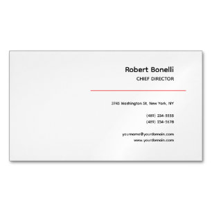 Minimalist Plain Red Black White Modern  Business Card Magnet