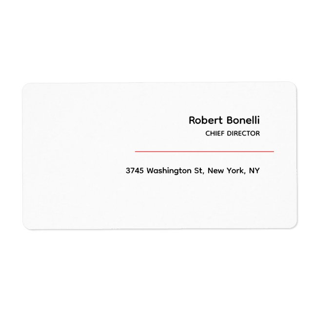 Minimalist Plain Red Black White Modern  Label (Front)