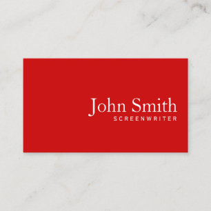 Minimalist Plain Red Screenwriter Business Card