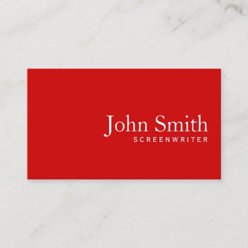 Customizable Simple Plain Red Screenwriter Business Card