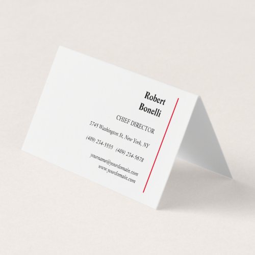 Minimalist Plain Red White Modern Business Card