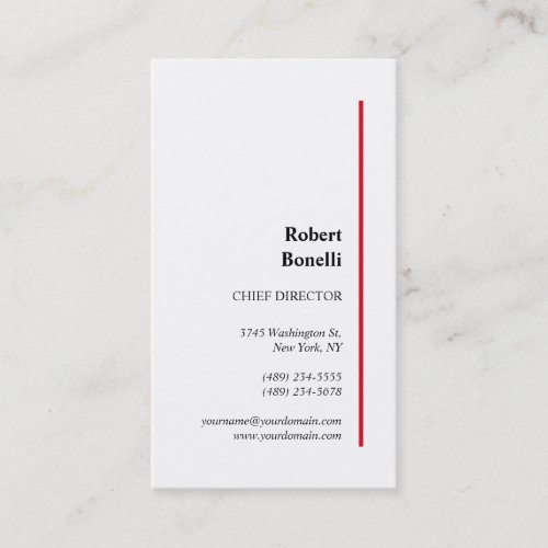 Minimalist Plain Red White Modern Business Card