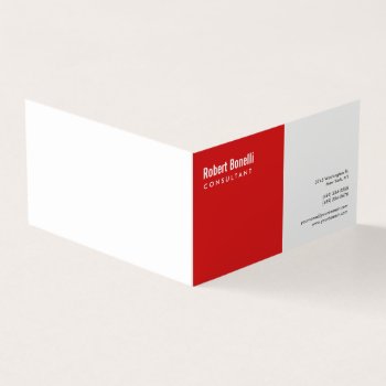 Minimalist Plain Red White Modern Business Card by hizli_art at Zazzle