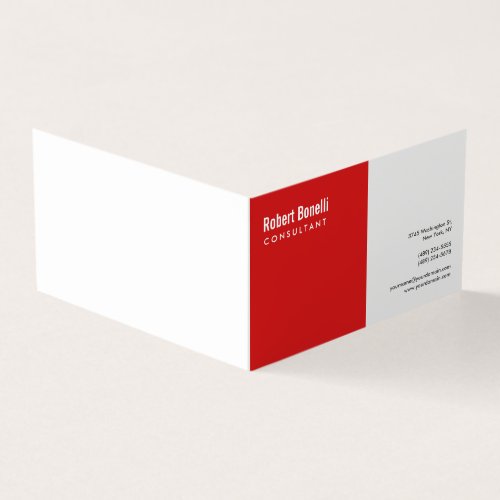 Minimalist Plain Red White Modern Business Card