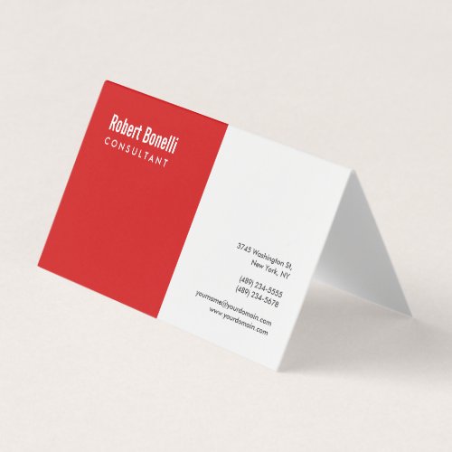 Minimalist Plain Red White Modern Business Card