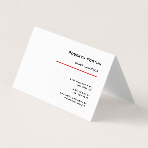 Minimalist Plain Red White Modern  Business Card
