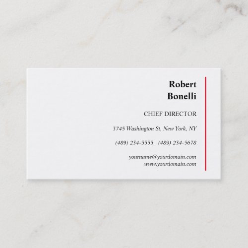 Minimalist Plain Red White Modern Business Card