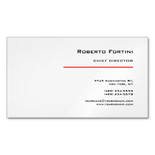 Minimalist Plain Red White Modern Business Card Magnet