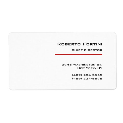 Minimalist Plain Red White Modern Label