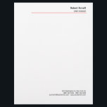 Minimalist Plain Red White Modern  Letterhead<br><div class="desc">You can easily change the fonts and colors. You can also add your logo and the background image as you like.</div>