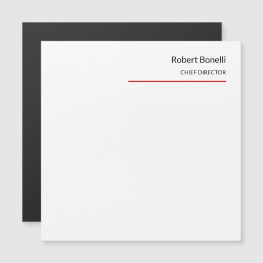 Minimalist Plain Red White Modern Magnetic Card (Front/Back)