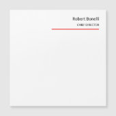Minimalist Plain Red White Modern Magnetic Card (Front)