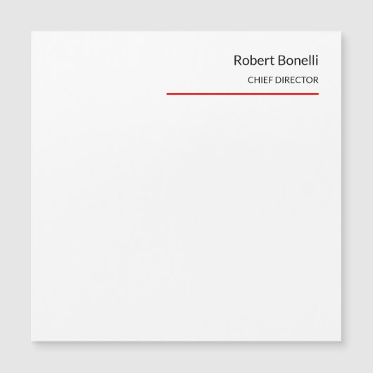 Minimalist Plain Red White Modern Magnetic Card (Front)
