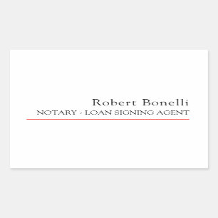Minimalist Plain Red White Modern Notary Rectangular Sticker