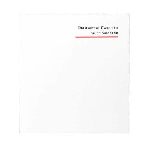 Minimalist Plain Red White Modern Notepad